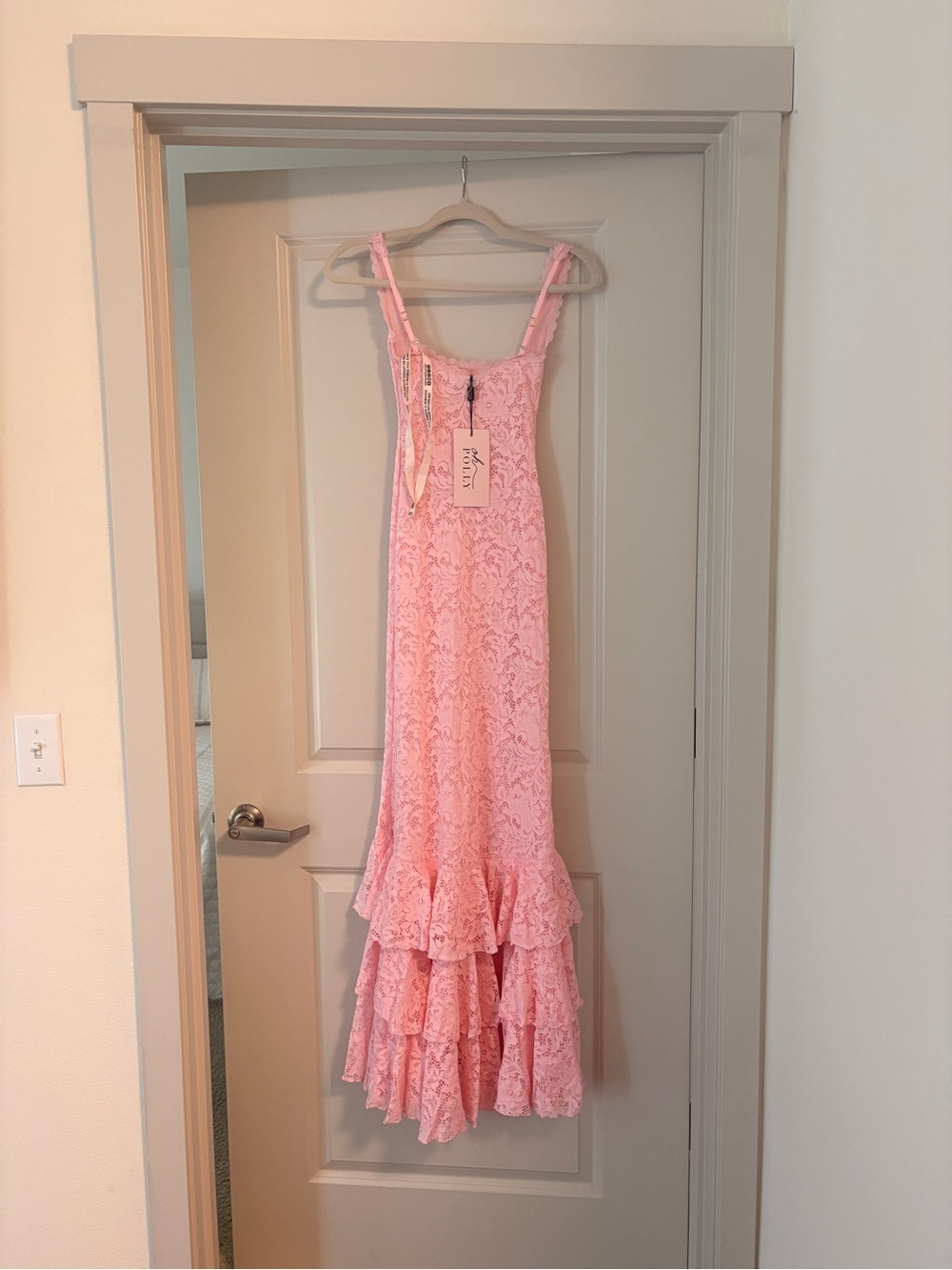 Oh Polly Pink Lace Ruffle Maxi Dress - Picture 2 of 6
